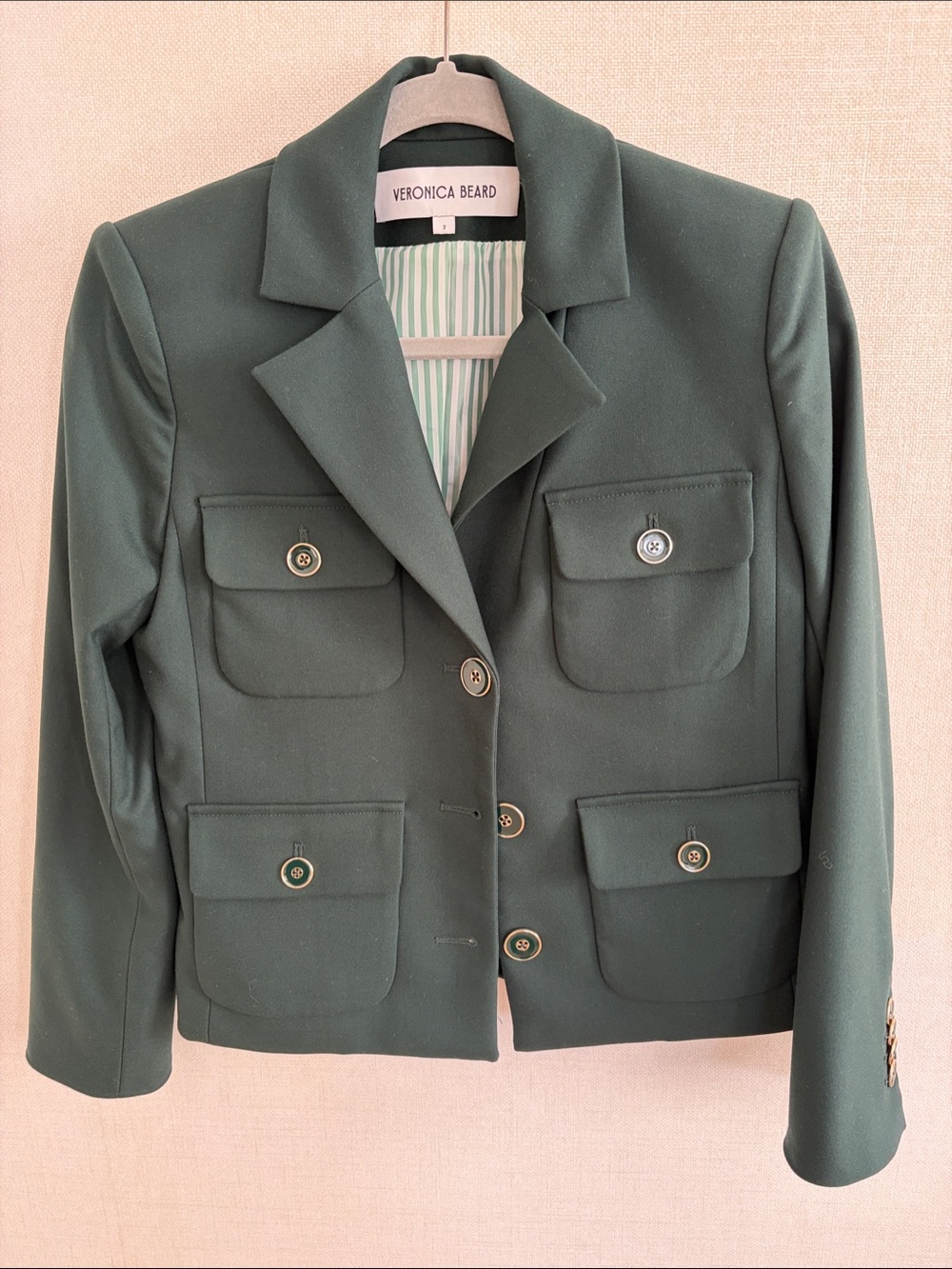 Veronica Beard Deep Forest Green Four-Pocket Blazer